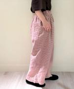 リネンギンガムチェック　パンツ